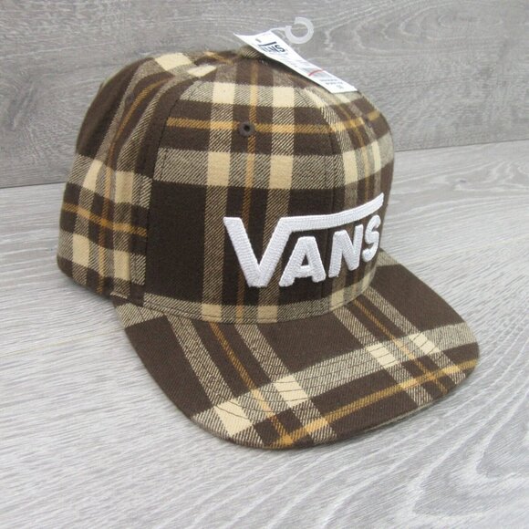 Vans Drop V Brown Plaid Flannel Snapback Hat Cap OS NEW - Picture 5 of 16